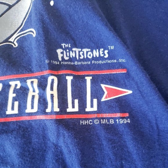 New York Yankees Vintage 1994 Flintstones Double Sided Print Shirt Size XL RARE - Picture 4 of 12